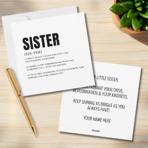 Funny Heartfelt  Sister Definition Greeting Holiday Card