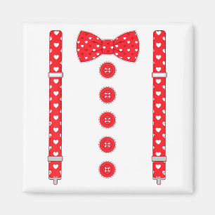 Funny Hearts Bow Tie Suspenders Valentine's Day Co Magnet