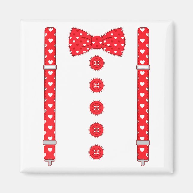 Funny Hearts Bow Tie Suspenders Valentine's Day Co Magnet (Front)