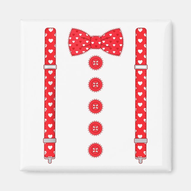 Funny Hearts Bow Tie Suspenders Valentine's Day Co Magnet (Front)