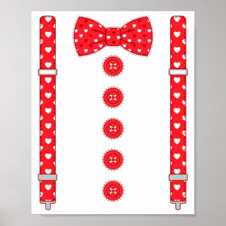 Funny Hearts Bow Tie Suspenders Valentine's Day Co Poster