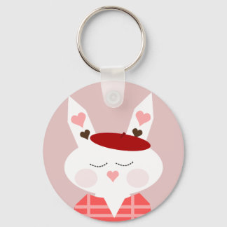 Funny Hearts Bunny Button Keychain