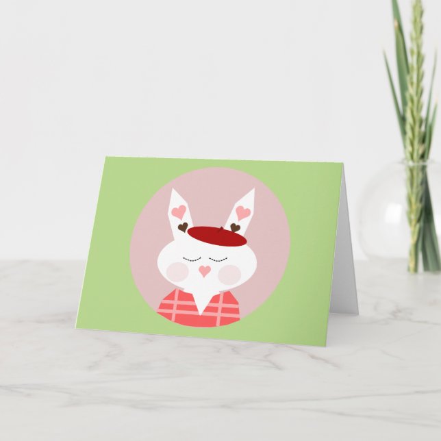 Funny Hearts Bunny Greeting Card (Front)