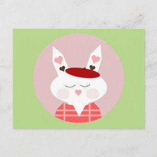 Funny Hearts Bunny Postcard