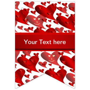 funny, hearts, heart, red, love, valentine, glossy bunting