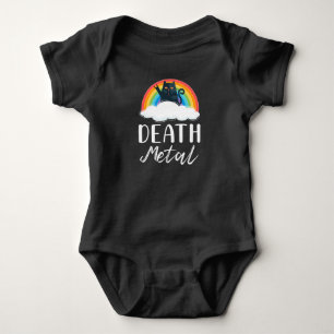 Funny Heavy Death Metal Cat Rainbow Rock Music Baby Bodysuit