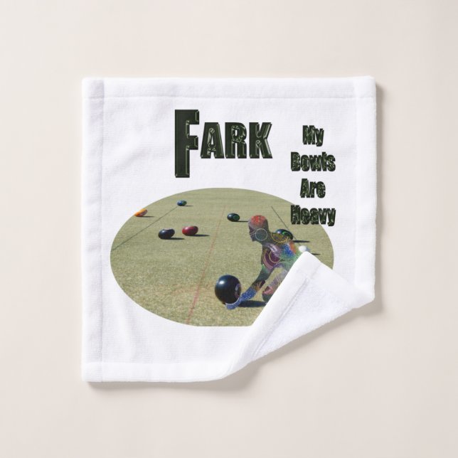 Funny Heavy Lawn Bowls Design, Bath Towel Set (Wash Cloth)