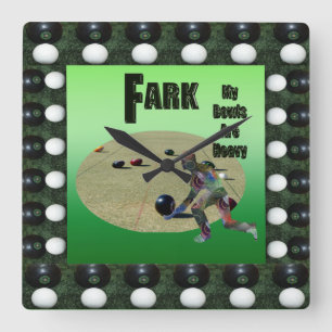 Funny Heavy Lawn Bowls Design Framed, Square Wall Clock