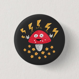 Funny Heavy Metal Mushroom 3 Cm Round Badge