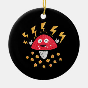 Funny Heavy Metal Mushroom Ceramic Ornament