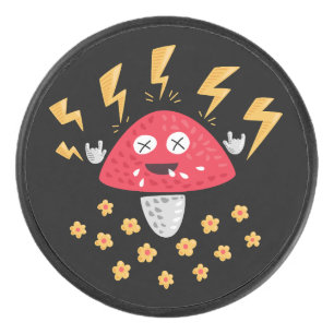 Funny Heavy Metal Mushroom Hockey Puck