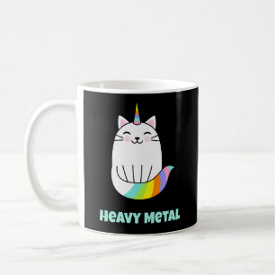 Funny heavy metal unicorn rainbow cat coffee mug