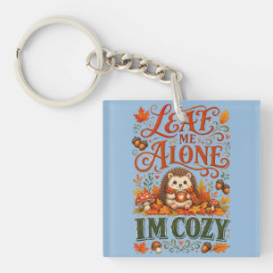 Funny Hedgehog Autumn Fall Cottagecore aesthetic Key Ring