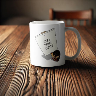 Funny Hedgehog Cartoon Protester With Placard Coffee Mug