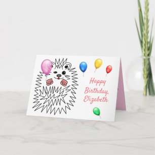 Funny Hedgehog. Happy Birthday Customisable Card