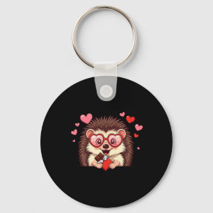 Funny Hedgehog Heart Chocolate Valentine Womens Me Key Ring