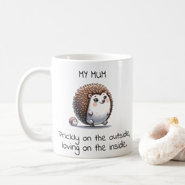 Funny Hedgehog Pun Mother's Day Gift Coffee Mug (With Donut)