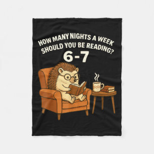 Funny Hedgehog Reading Book 67 Six Seven Meme Fleece Blanket