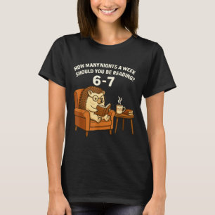 Funny Hedgehog Reading Book 67 Six Seven Meme  T-Shirt