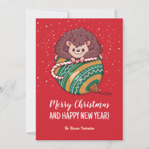 Funny Hedgehog Snow Winter Holiday Merry Christmas