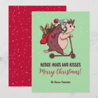 Funny Hedgehog Winter Holiday Merry Christmas