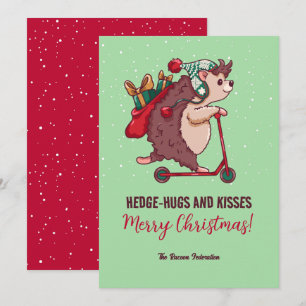 Funny Hedgehog Winter Holiday Merry Christmas Card