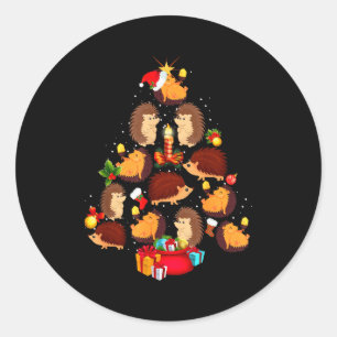 Funny Hedgehogs Christmas Tree Light Pajama Hedgeh Classic Round Sticker