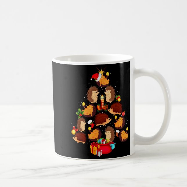 Funny Hedgehogs Christmas Tree Light Pajama Hedgeh Coffee Mug (Right)