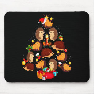 Funny Hedgehogs Christmas Tree Light Pajama Hedgeh Mouse Pad