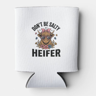 Funny Heifer Cow Floral Butterfly Vintage Design_1 Can Cooler