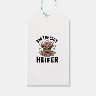 Funny Heifer Cow Floral Butterfly Vintage Design_1 Gift Tags