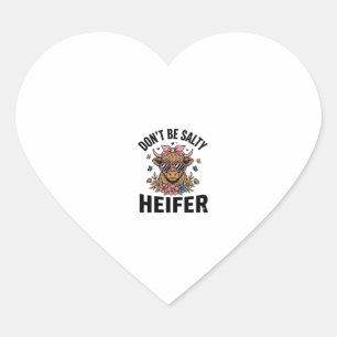 Funny Heifer Cow Floral Butterfly Vintage Design_1 Heart Sticker