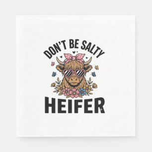 Funny Heifer Cow Floral Butterfly Vintage Design_1 Napkin