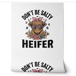 Funny Heifer Cow Floral Butterfly Vintage Design_1 Wallpaper