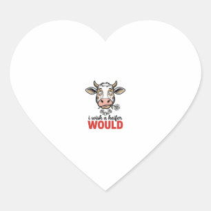 Funny Heifer Cow Vintage Engraving Shirt Design_1 Heart Sticker