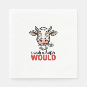 Funny Heifer Cow Vintage Engraving Shirt Design_1 Napkin