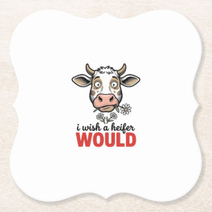 Funny Heifer Cow Vintage Engraving Shirt Design_1 Paper Coaster