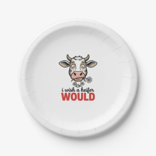 Funny Heifer Cow Vintage Engraving Shirt Design_1 Paper Plate