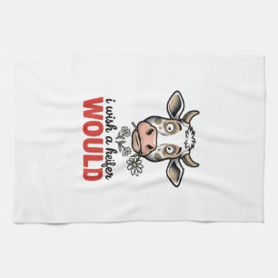 Funny Heifer Cow Vintage Engraving Shirt Design_1 Tea Towel