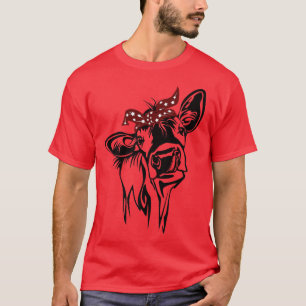 Funny Heifer Red Bandana Calf Head Cattle Farmer G T-Shirt