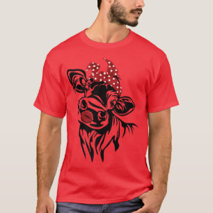 Funny Heifer Red Bandanna Kiss Calf Head Cattle Fa T-Shirt