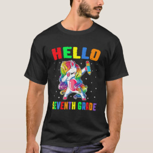 Funny Hello 7Th Grade Unicorn Dabbing Back To Scho T-Shirt