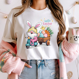 Funny Hello Easter Gnome Shirt, Cute Bunny Scooter T-Shirt