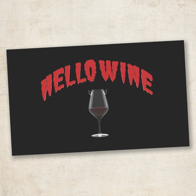 Funny Hello Wine Halloween Pun Party Favor Rectangular Sticker (Creator Uploaded)