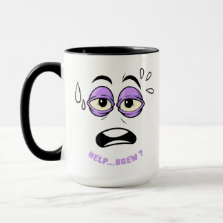 Funny Help Brew Sleepy Face Cartoon Mug