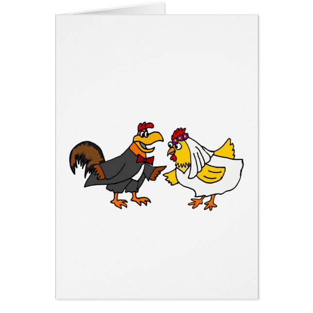 Funny Hen Bride and Rooster Groom Wedding (Front)
