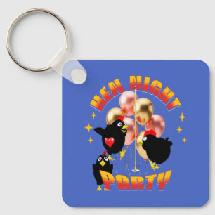 Funny Hen Night Party Chickens Design Key Ring