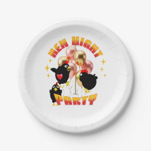 Funny Hen Night Party Chickens Design Paper Plate