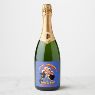 Funny Hen Night Party Chickens Design Sparkling Wine Label