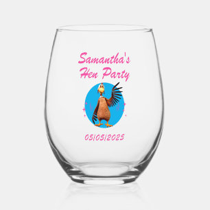 Funny Hens Night Chicken Party Humour Stemless Wine Glass